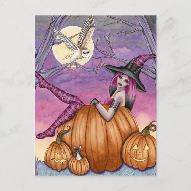 Cartão Postal Zoe - Pumpkin Witch Postcard (Frente)