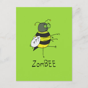 Cartão postal ZomBEE Zombie Bee Engraçado