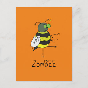 Cartão postal ZomBEE Zombie Bee Engraçado
