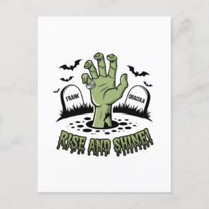 Cartão Postal Zombie Ascensão de Halloween Diversão e Spooky