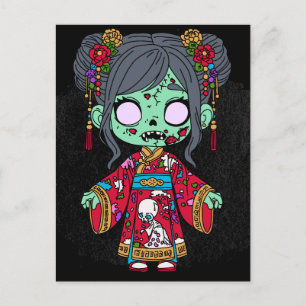 Cartão Postal Zombie Chinês Bonito