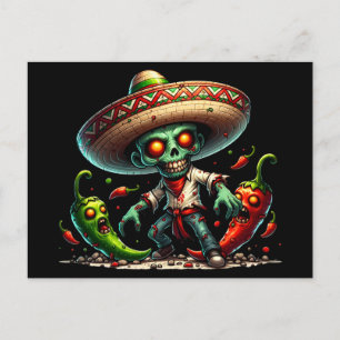 Cartão Postal Zombie Cinco de Mayo Man e pimentões quentes
