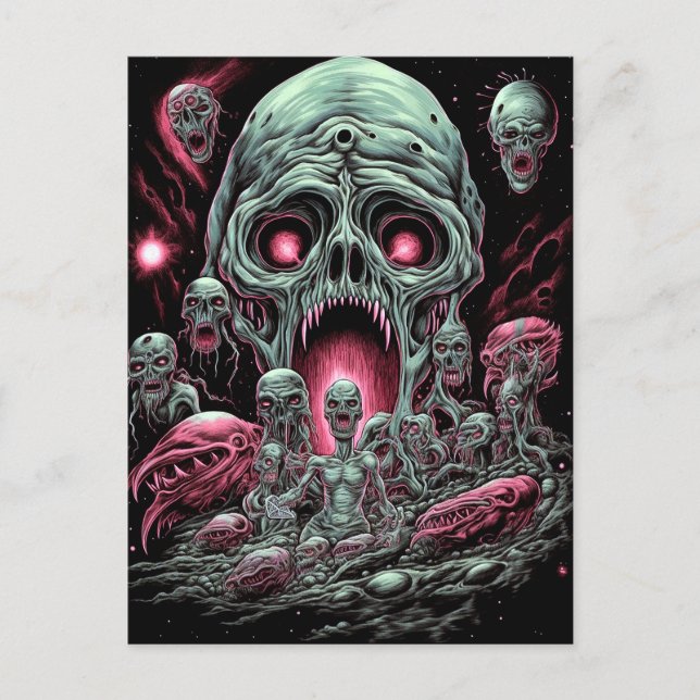 Cartão Postal Zombie cria arte de horror Sci-fi (Frente)