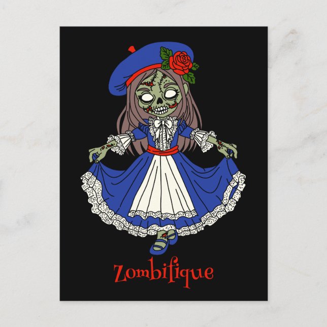 Cartão Postal Zombie francês bonito (Frente)