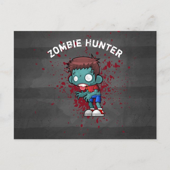 Cartão Postal Zombie Hunter com Splatter Legal (Frente)