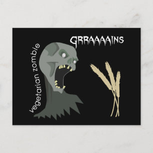 Cartão Postal Zombie vegetariana quer Graaaains!