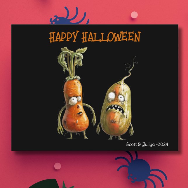 Cartão Postal Zombie Veggie Black Halloween (Criador carregado)