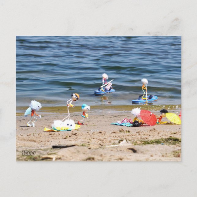 Cartão Postal Zomer op het strand met de Fubby's (Frente)