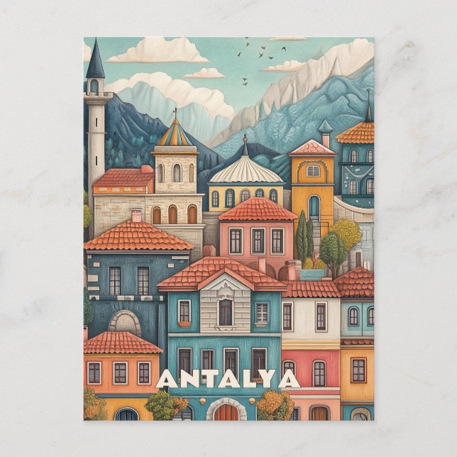 Cartão Postal Zona de Antalya Turkiye Viagem (Frente)