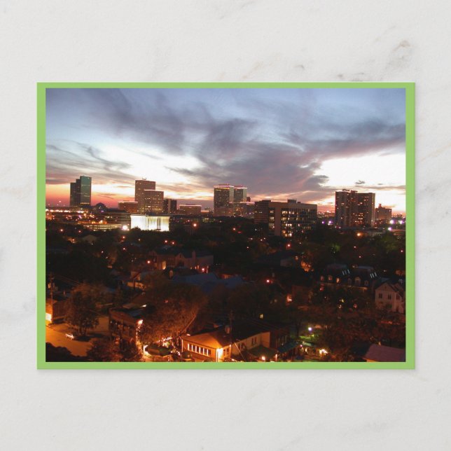Cartão Postal Zona De Greenway Plaza De Houston No Texas (Frente)