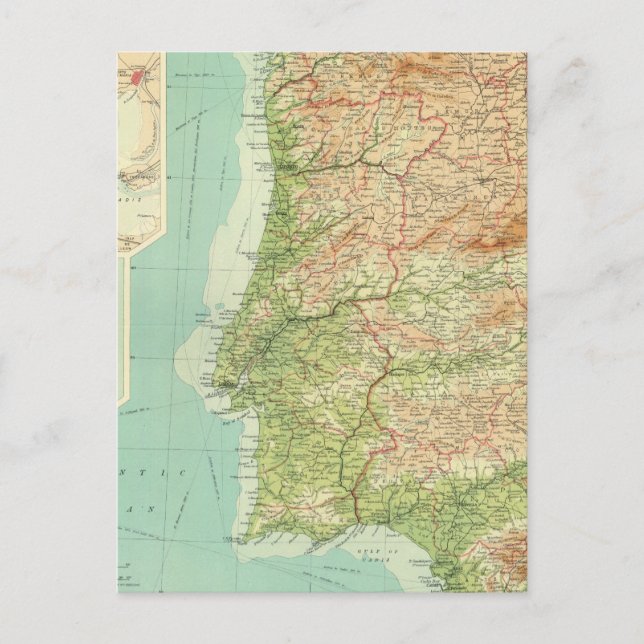 Cartão Postal Zona oeste da espanha e Portugal (Frente)