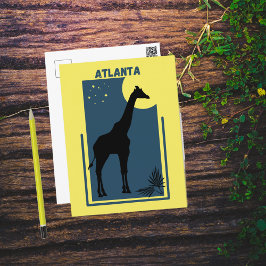 Cartão Postal Zoo Atlanta Georgia Vintage Giraffe