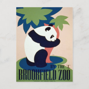 Cartão Postal Zoo Brookfield Por Vintage Panda WPA Poster