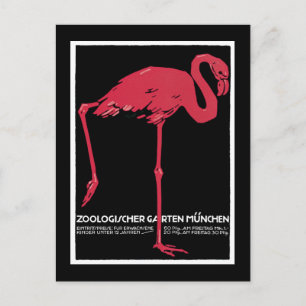 Cartão Postal Zoo de Munique, Poster de Viagens vintage alemã