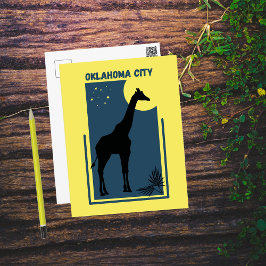 Cartão Postal Zoo Park Vintage Giraffe Amarelo