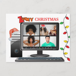 Cartão Postal Zoomy Natal Call Video Satire Conference