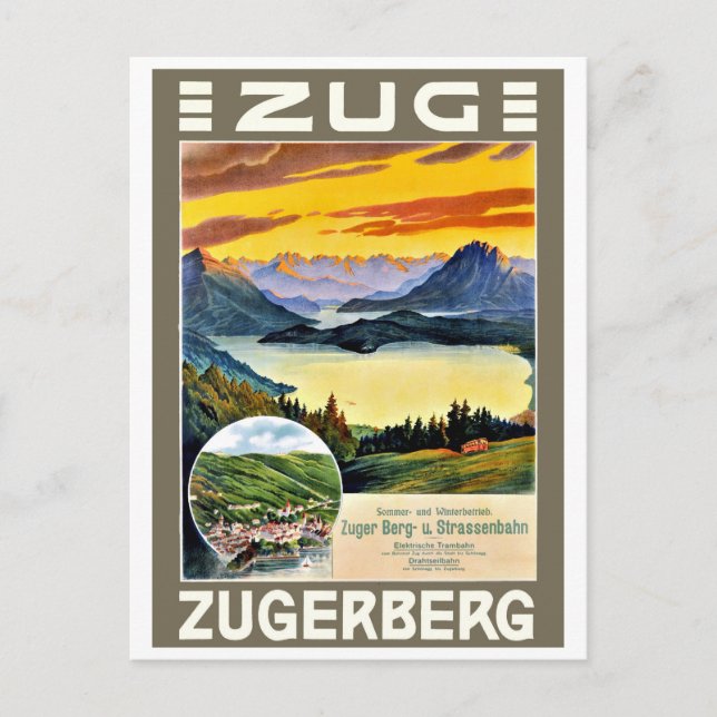 Cartão Postal Zug, montanha Zegerberg, Suiça, colheita (Frente)