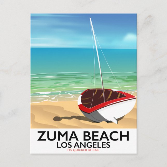 Cartão Postal Zuma Beach LA Rail Beach poster (Frente)