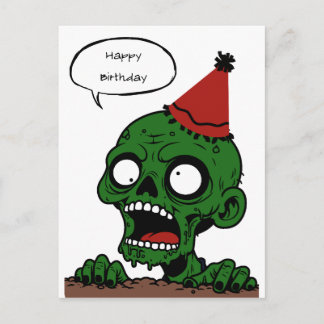 Cartão Postal Zumbi de chapéu de festa Feliz aniversário