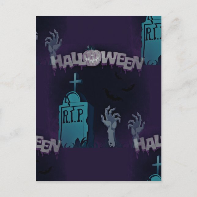 Cartão Postal zumbi de halloween (Frente)