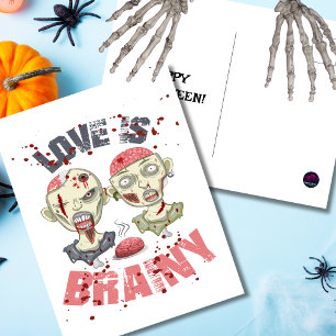 Cartão Postal Zumbis Engraçados O Amor É Inteligente Halloween