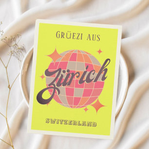 Cartão postal Zurique Zürich Suiça neon disco