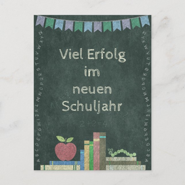 Cartão Postal Zurück zur Schule | Viel Erfolg im neuen Schuljahr (Frente)