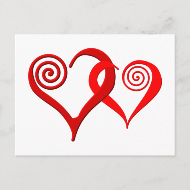 Cartão Postal zwei Herzen verflochten dois corações entrelaçados (Frente)