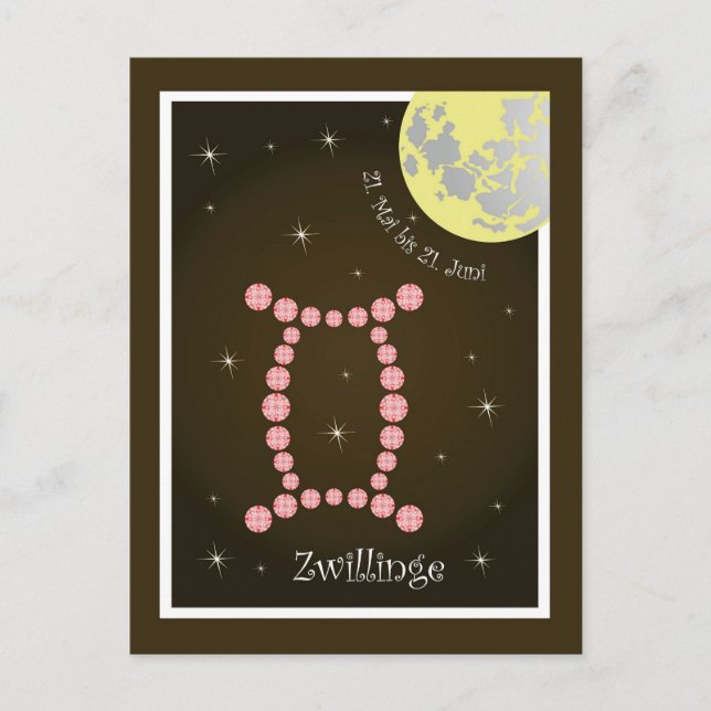 Cartão Postal Zwillinge 21. Mai bis 21. Juni Postkarte (Frente)