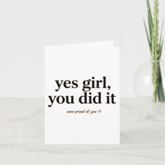 Cartão Postcard yes Girl you did it, gift card graduation