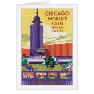 Cartão Poster 1933 da Feira do Mundo de Chicago
