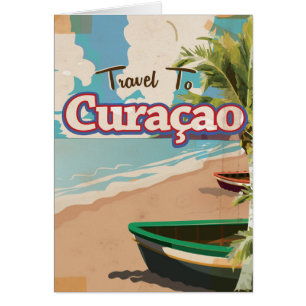 Cartão Poster art. das viagens vintage de Curaçao