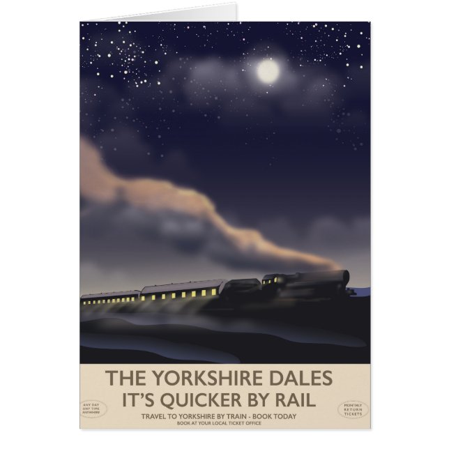 Cartão Poster da ferrovia Yorkshire Dales (Frente)