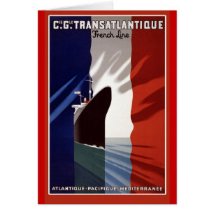 Cartão Poster da Linha de Cruzeiros Franceses Atlântica