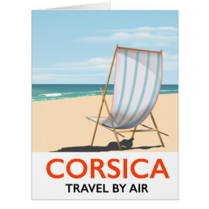 Cartão Poster da praia do vintage pelo ar de Córsega