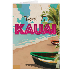 Cartão Poster das férias do vintage de Kauai