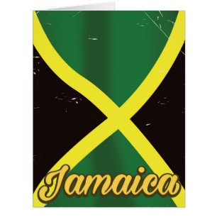 Cartão Poster das viagens vintage da bandeira de Jamaica