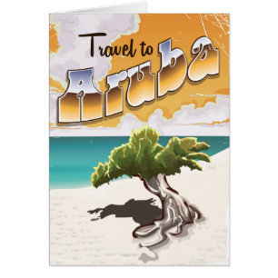 Cartão Poster das viagens vintage de Aruba
