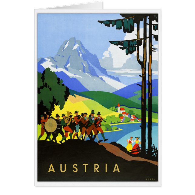 Cartão Poster das viagens vintage de Áustria (Frente)