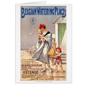 Cartão Poster das viagens vintage de Bélgica Ostende