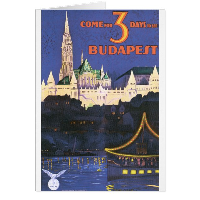 Cartão Poster das viagens vintage de Budapest (Frente)