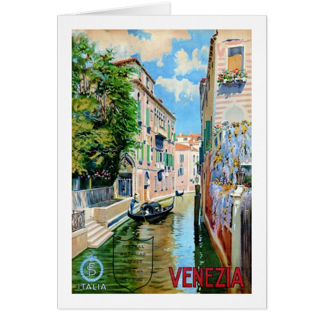 Cartão Poster das viagens vintage de Italia Veneza (Frente)