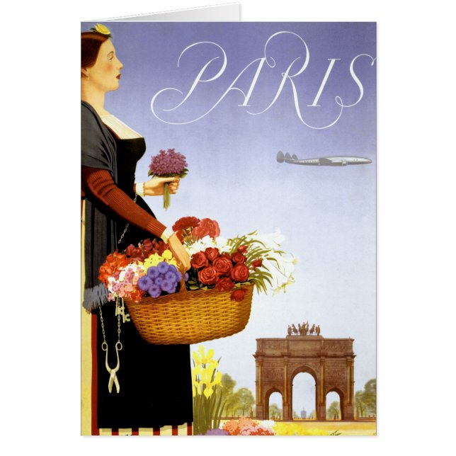 Cartão Poster das viagens vintage de Paris restaurado (Frente)