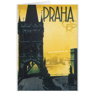 Cartão Poster das viagens vintage de Praha