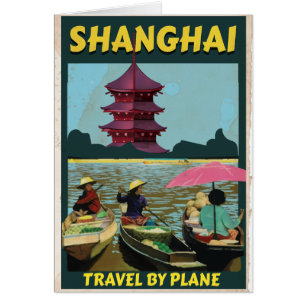 Cartão Poster das viagens vintage de Shanghai