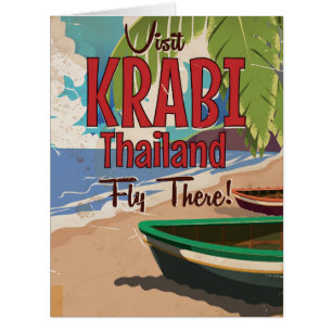 Cartão Poster das viagens vintage de Tailândia da praia