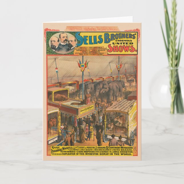 Cartão Poster De Circo De Animais Na Exposição Em Tent (Frente)