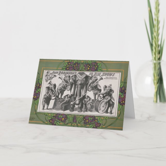 Cartão Poster De Circo De Instrumentos De Jogada De Elefa (Frente)