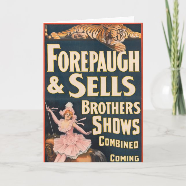 Cartão Poster De Circo De Tigre E Mulher Em Horseback (Frente)