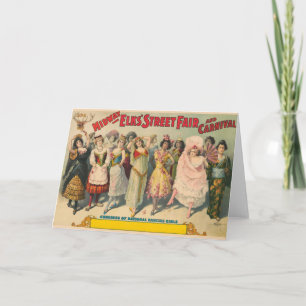 Cartão Poster de Circo Mostrando Mulheres No Figurino Nac